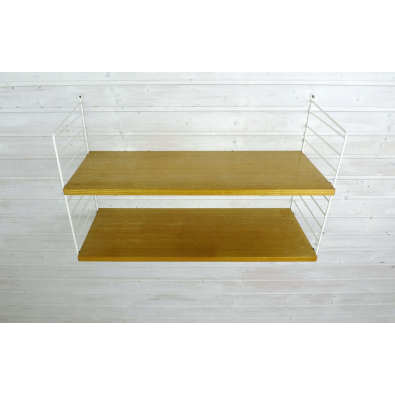 Small ash wall shelving system by Nisse Strinning for String Design AB, Sweden - 1960s