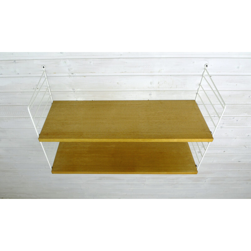 Small ash wall shelving system by Nisse Strinning for String Design AB, Sweden - 1960s