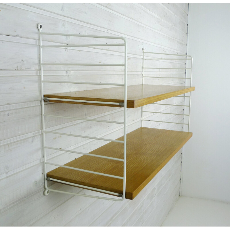 Small ash wall shelving system by Nisse Strinning for String Design AB, Sweden - 1960s