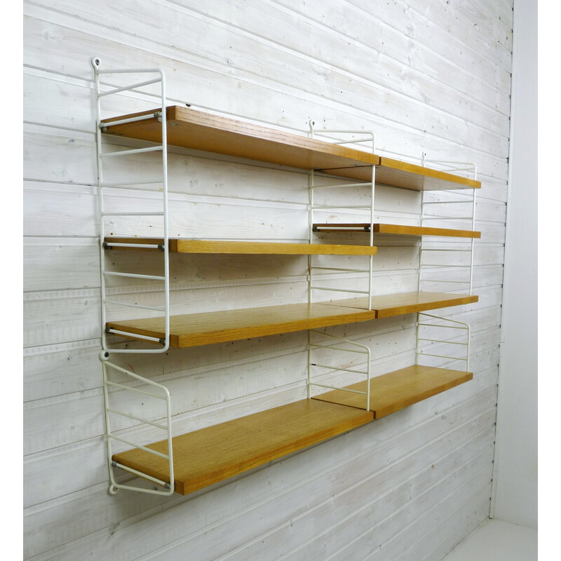 Ash wall shelving system by Nisse Strinning for String Design AB, Sweden - 1960s