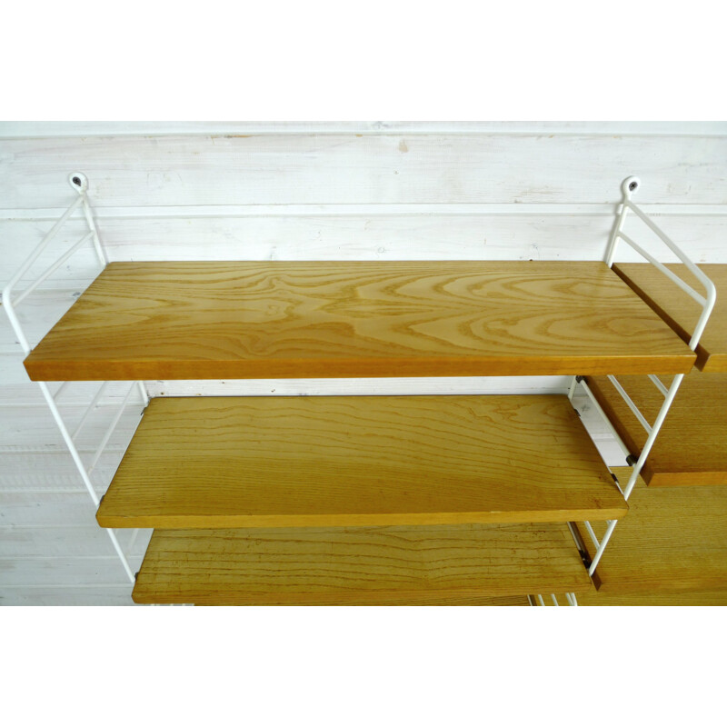 Ash wall shelving system by Nisse Strinning for String Design AB, Sweden - 1960s