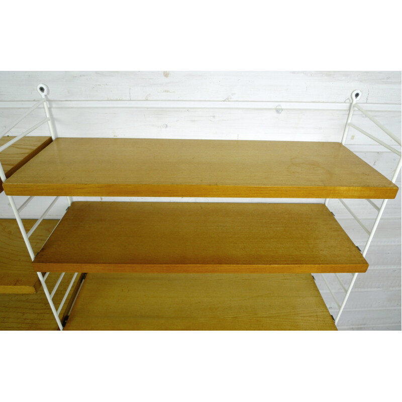 Ash wall shelving system by Nisse Strinning for String Design AB, Sweden - 1960s