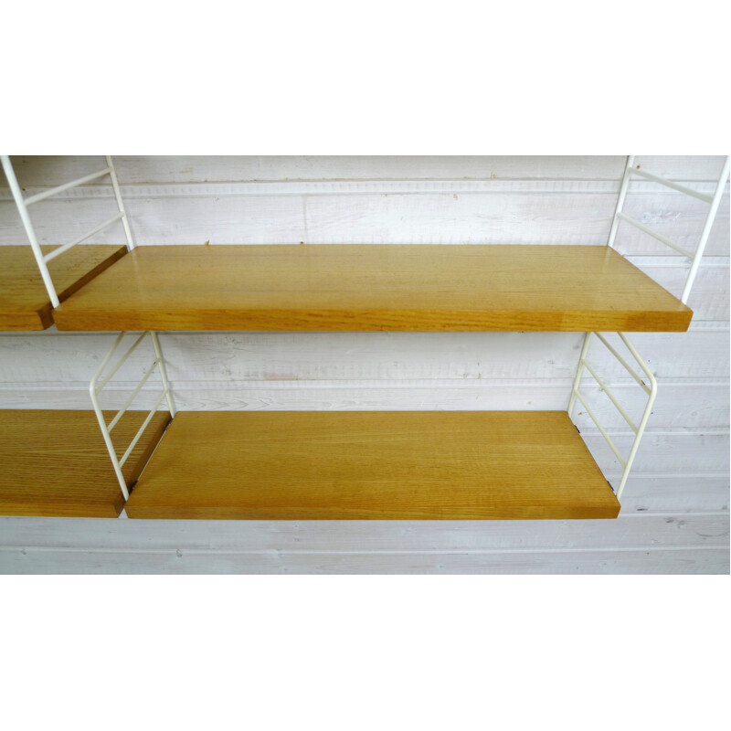 Ash wall shelving system by Nisse Strinning for String Design AB, Sweden - 1960s