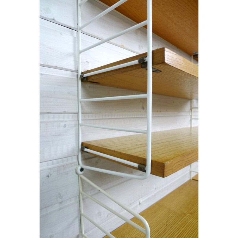 Ash wall shelving system by Nisse Strinning for String Design AB, Sweden - 1960s