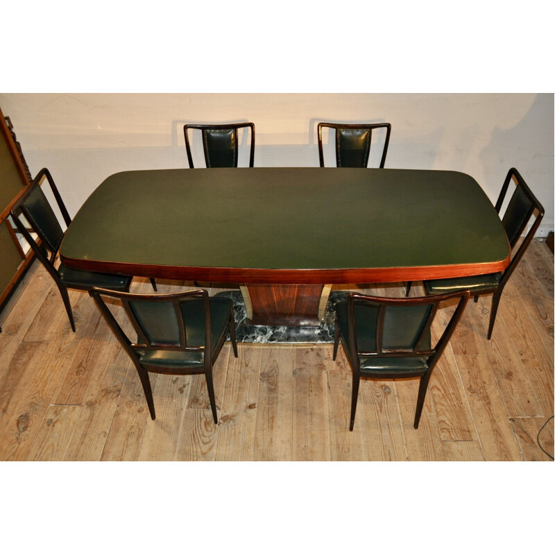 Green marble dining table de Vittorio Dassi - 1950s