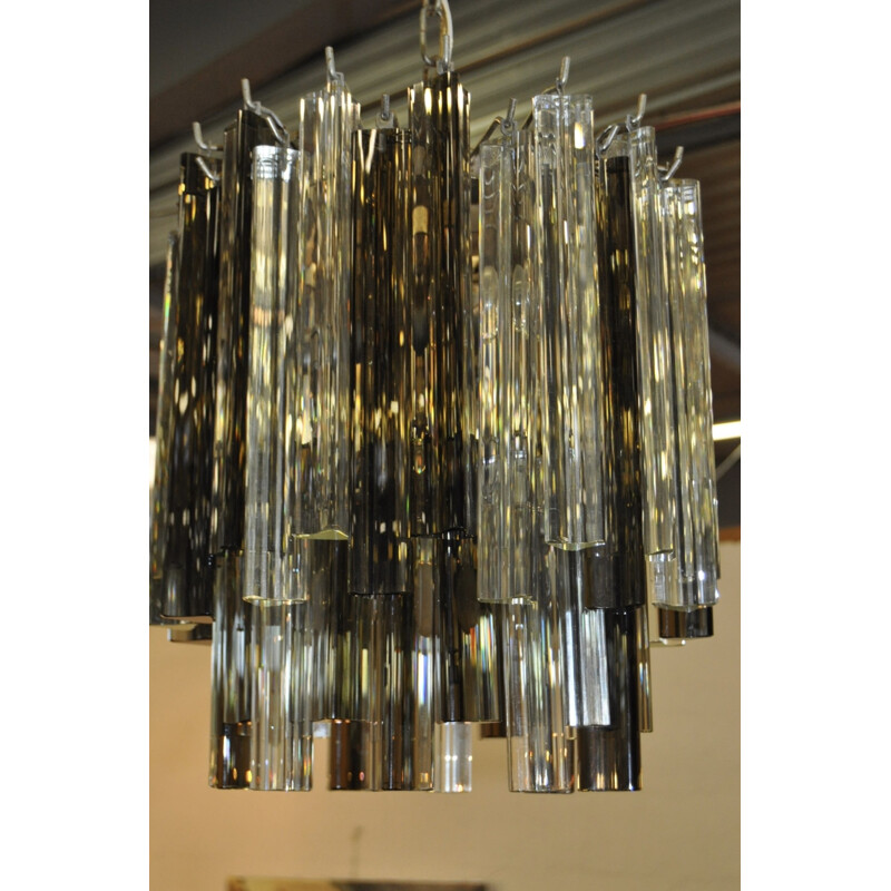Italian smoked glass chandelier -1960s