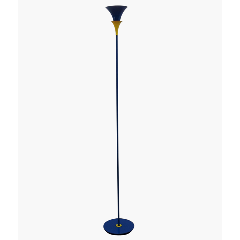 Bicoloured blue and yellow pop floor lamp - 1970s