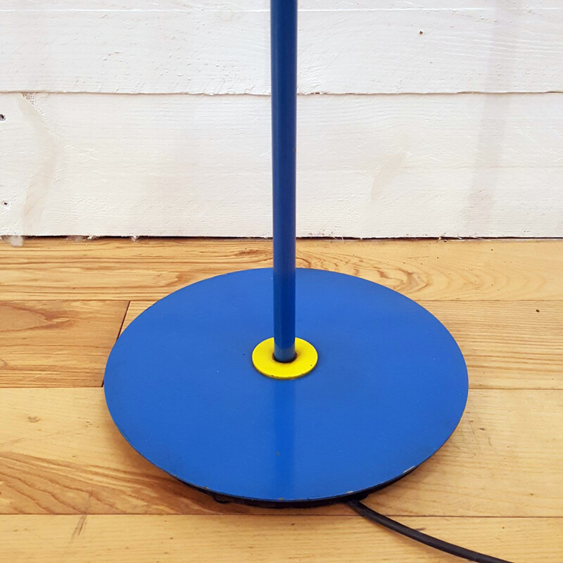 Bicoloured blue and yellow pop floor lamp - 1970s