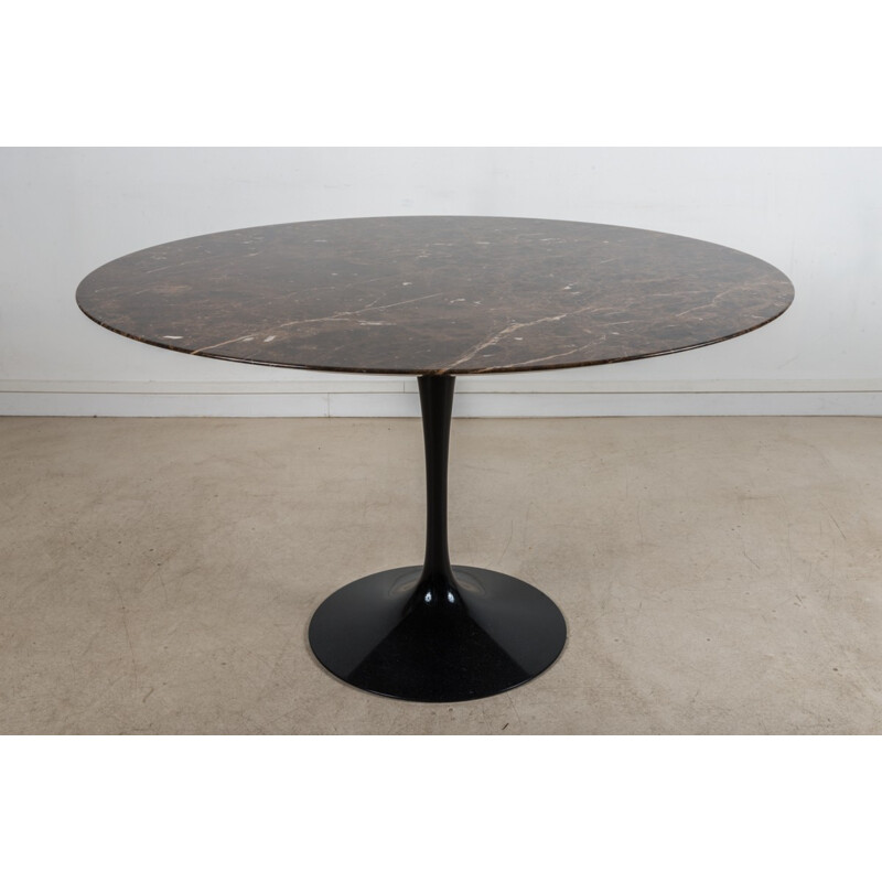 Round table Tulip in marble Emperador by Eero Saarinen, Ed Knoll - 1960s