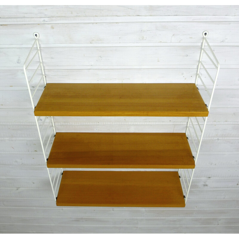 Wall shelving system with 3 shelves by Nisse Strinning for String Design AB - 1960s