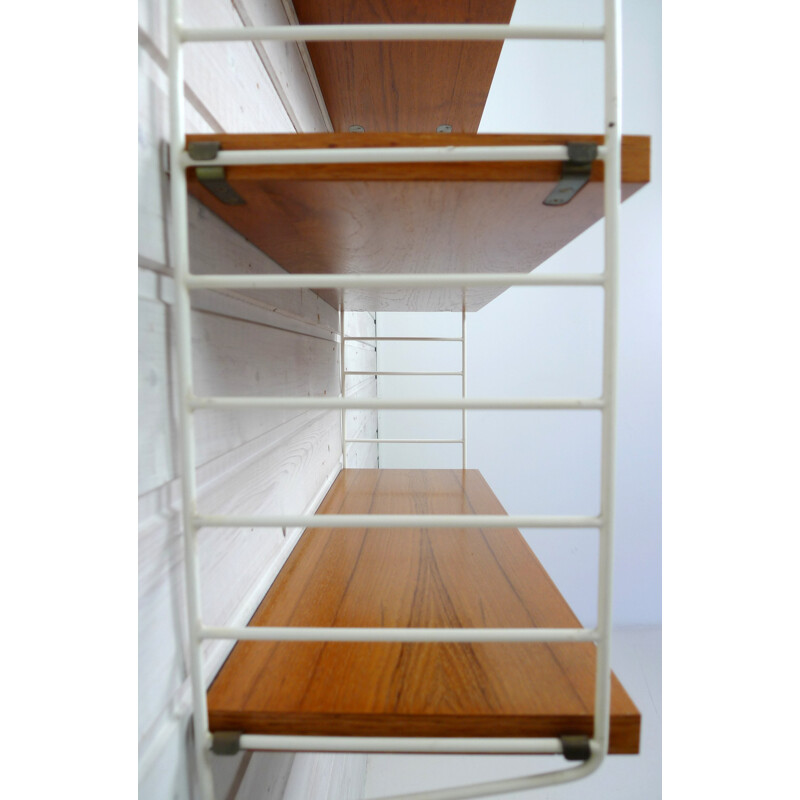 Teak wall storage system with 4 shelves by Nisse Strinning - 1960s