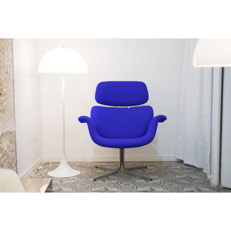 "Big Tulip" blue Armchair by Pierre Paulin for Artifort - 1960s