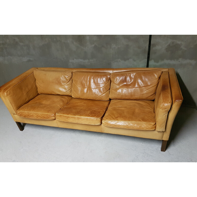 Danish Havana leather sofa by Stouby - 1970s