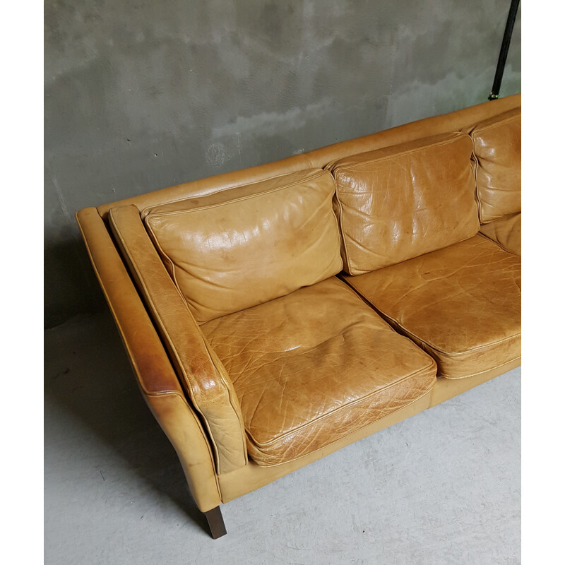 Danish Havana leather sofa by Stouby - 1970s