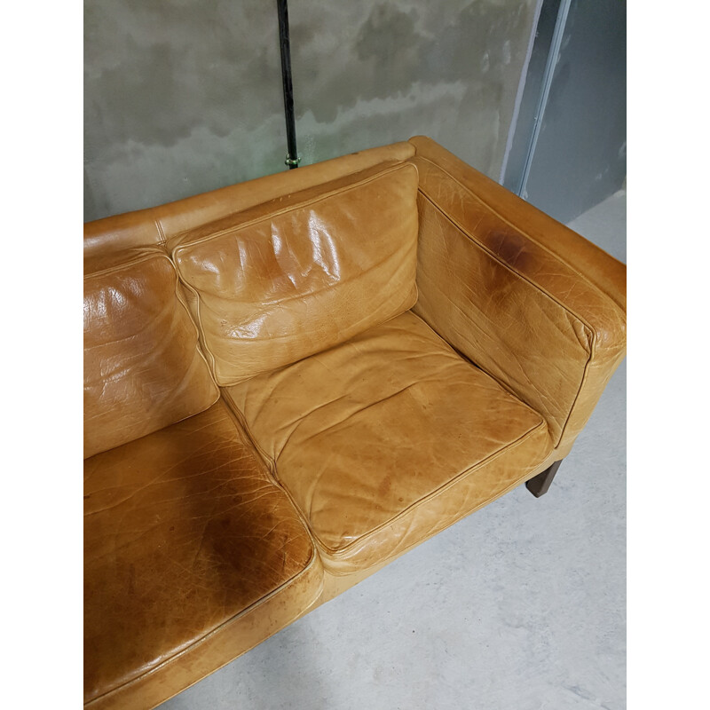 Danish Havana leather sofa by Stouby - 1970s