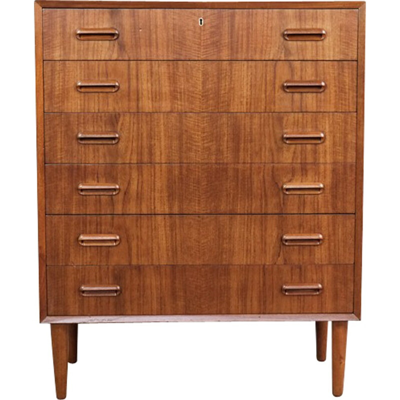  Danish chest of 6 drawers in teak with 2 handles - 1960s