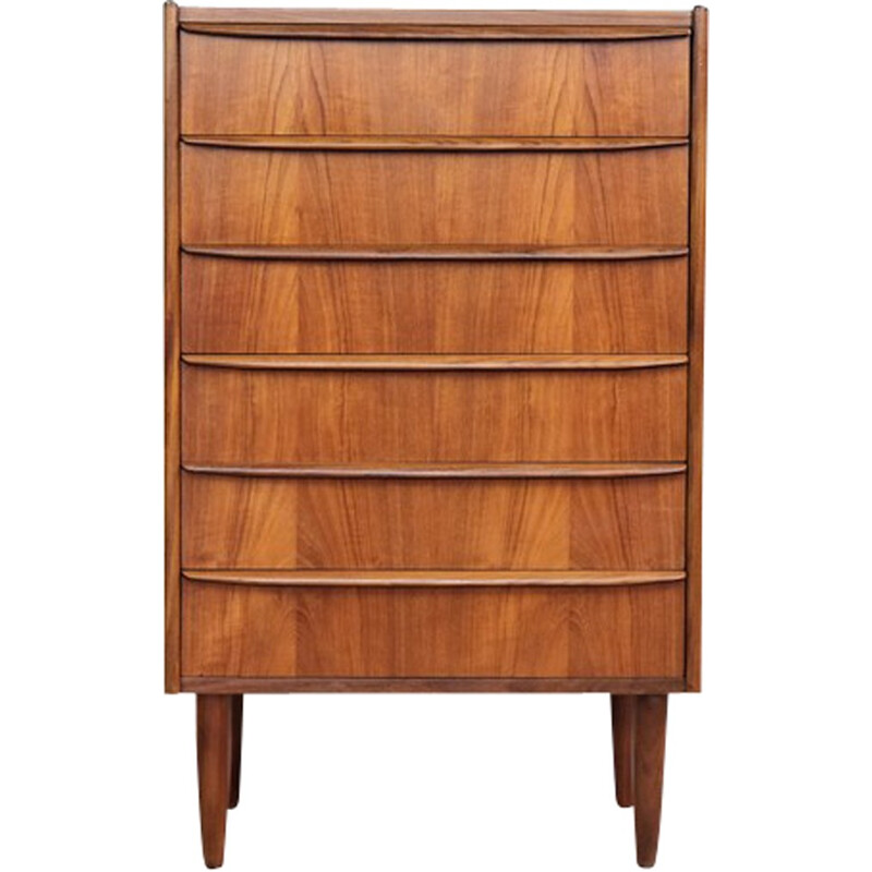 Narrow Danish chest of 6 drawers in teak - 1960s