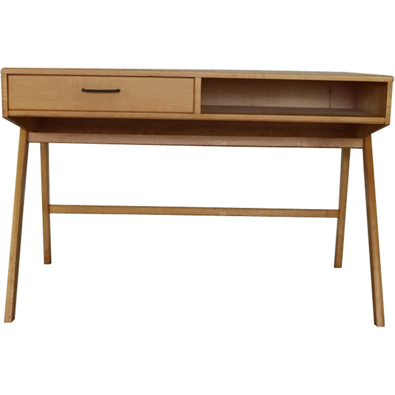 Desk in birchwood by P. Van der Klugt Coen de Vries for Everest - 1950s