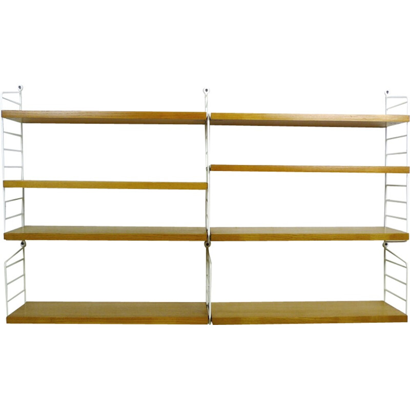 Ash wall shelving system by Nisse Strinning for String Design AB, Sweden - 1960s