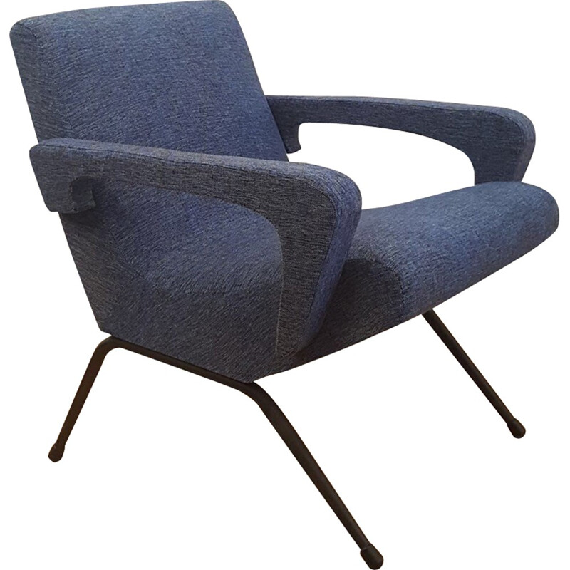 Pair of blue armchairs for Bois Doré - 1950s