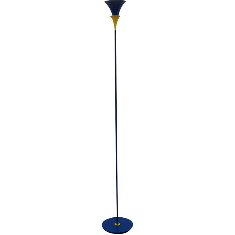 Bicoloured blue and yellow pop floor lamp - 1970s