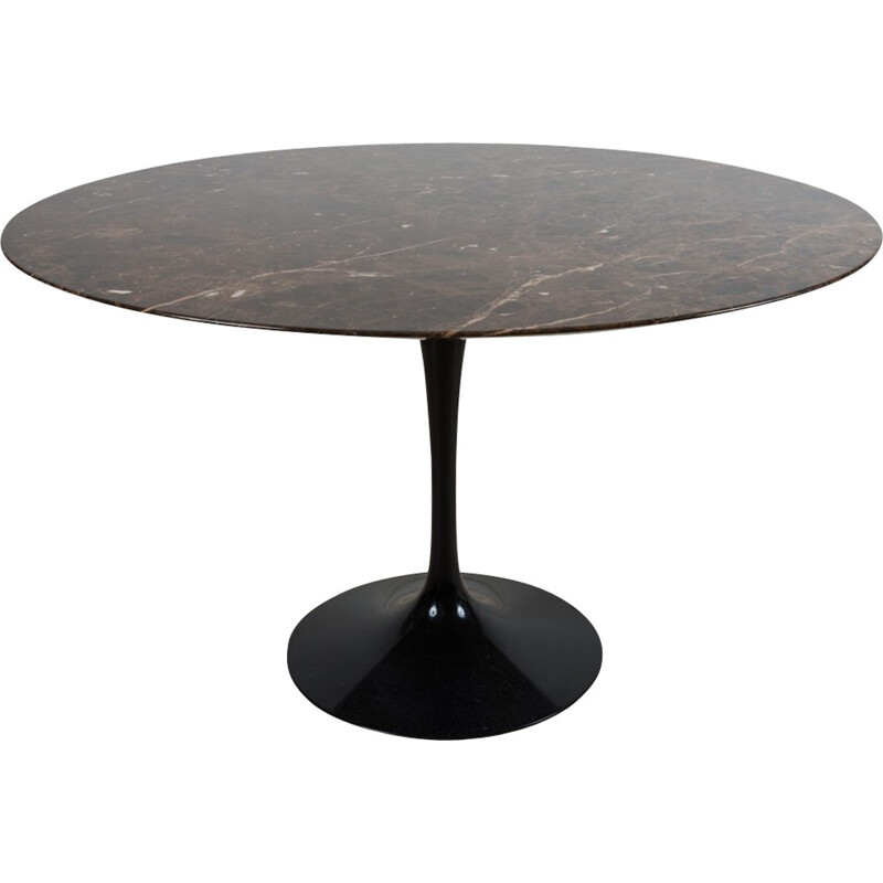 Round table Tulip in marble Emperador by Eero Saarinen, Ed Knoll - 1960s