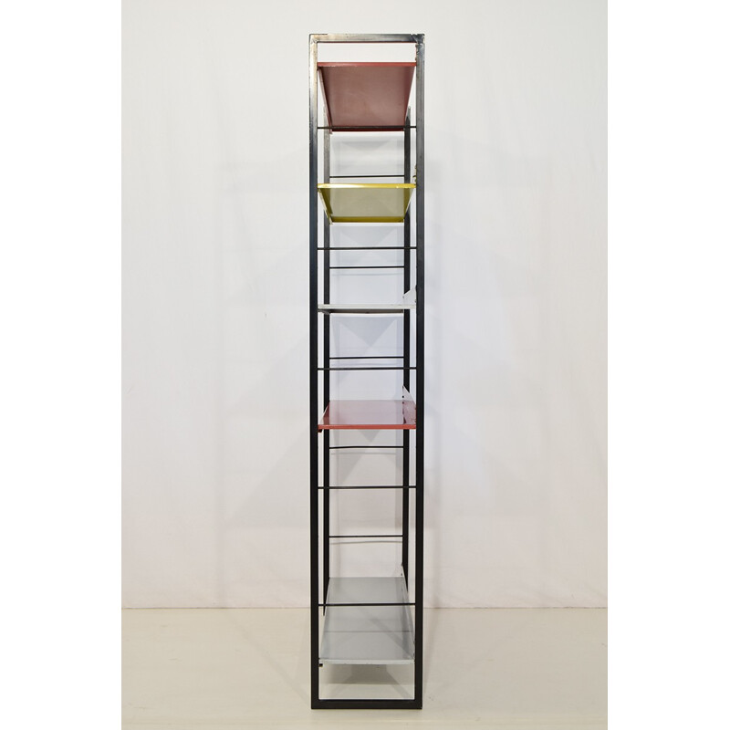 Large Multicolored Bookcase by A.D. Dekker for Tomado - 1950s