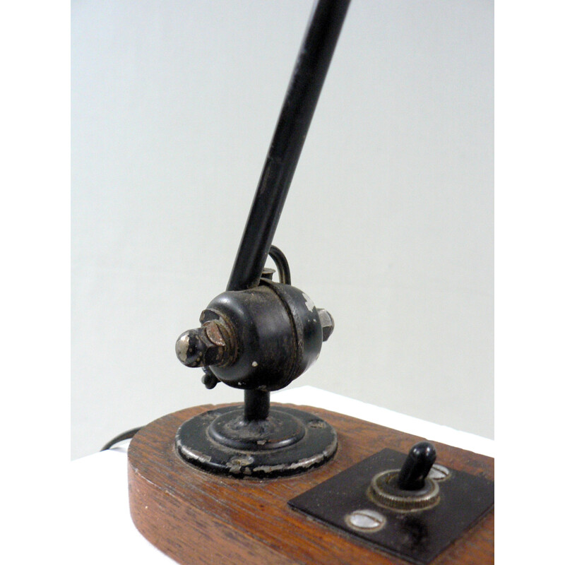 Workshop lamp in metal on an oak base - 1950s