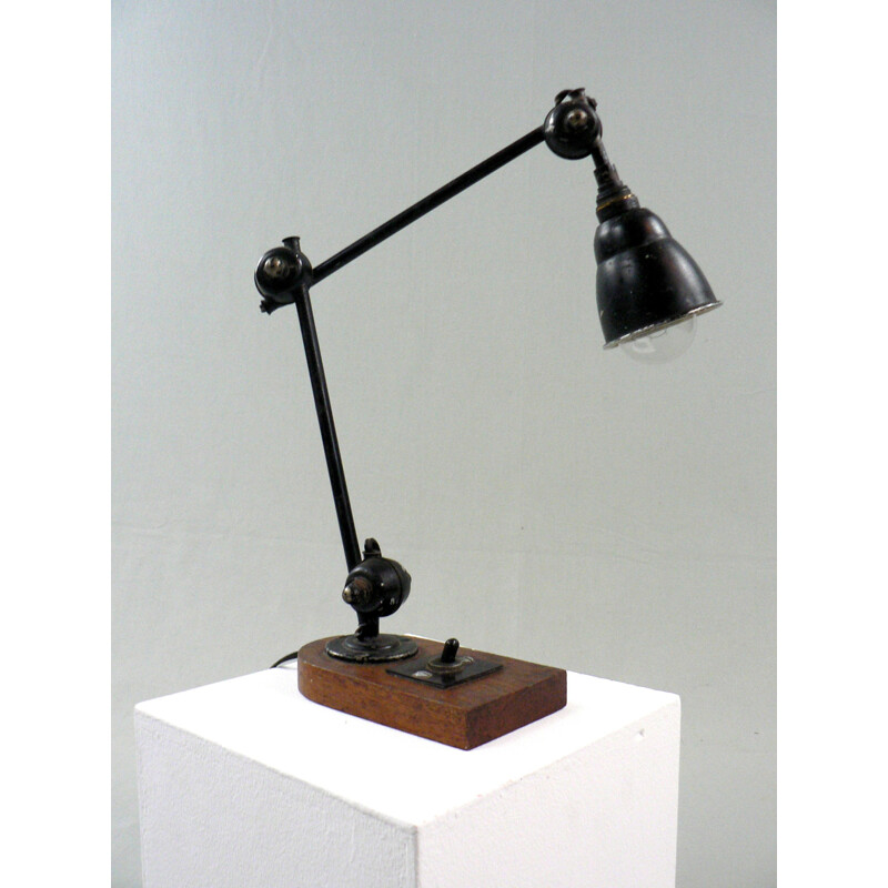 Workshop lamp in metal on an oak base - 1950s