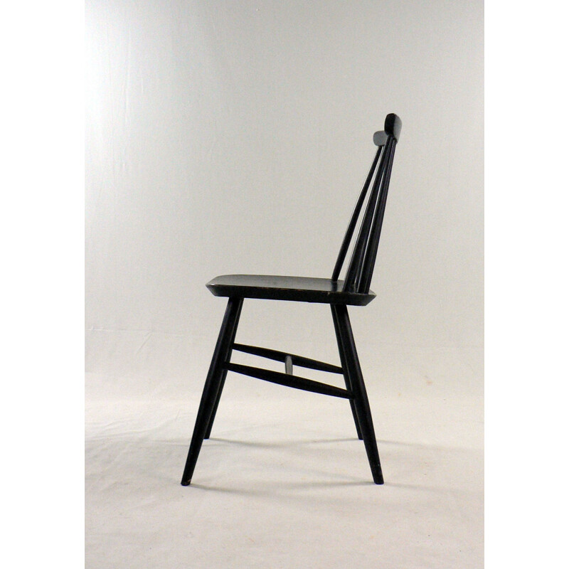 Série de 4 chaises noires  à barreaux - 1960