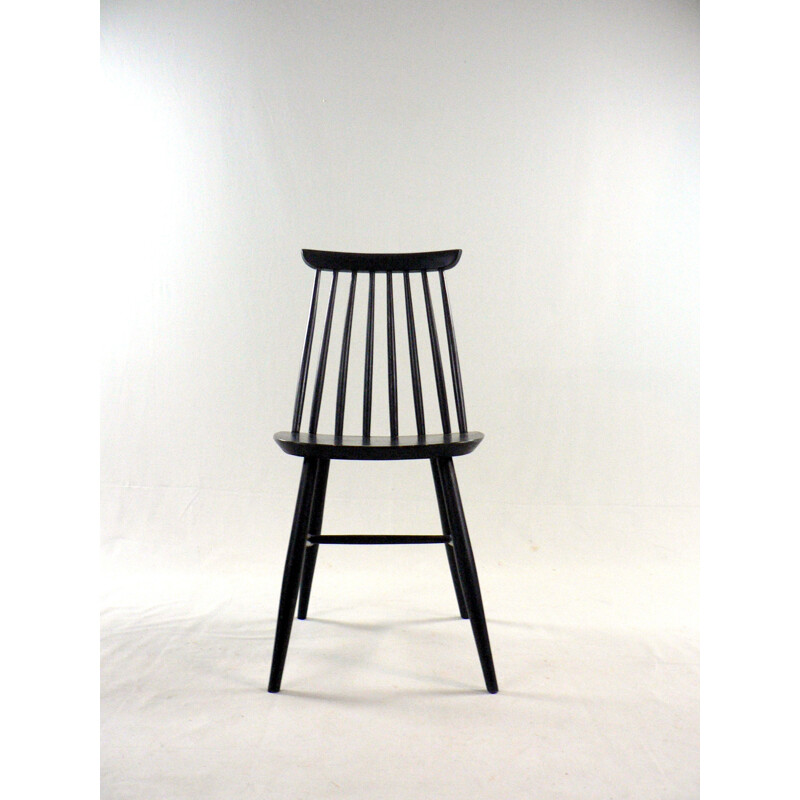 Série de 4 chaises noires  à barreaux - 1960