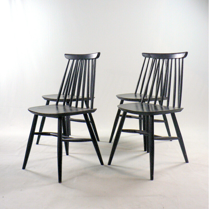 Set of 4 black bars chairs - 1960s