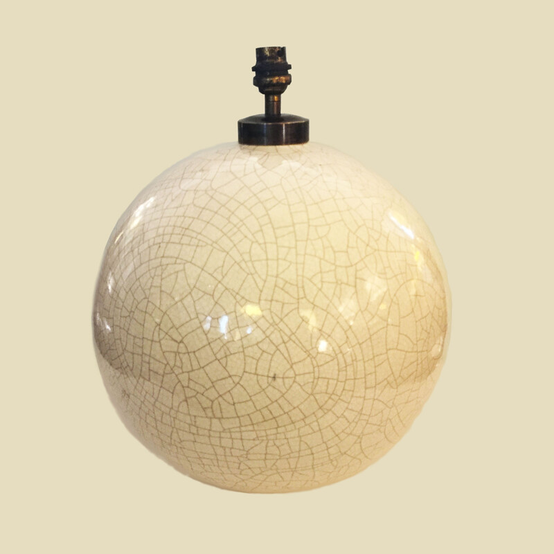Cracked white ceramics ball lamp - 1960s
