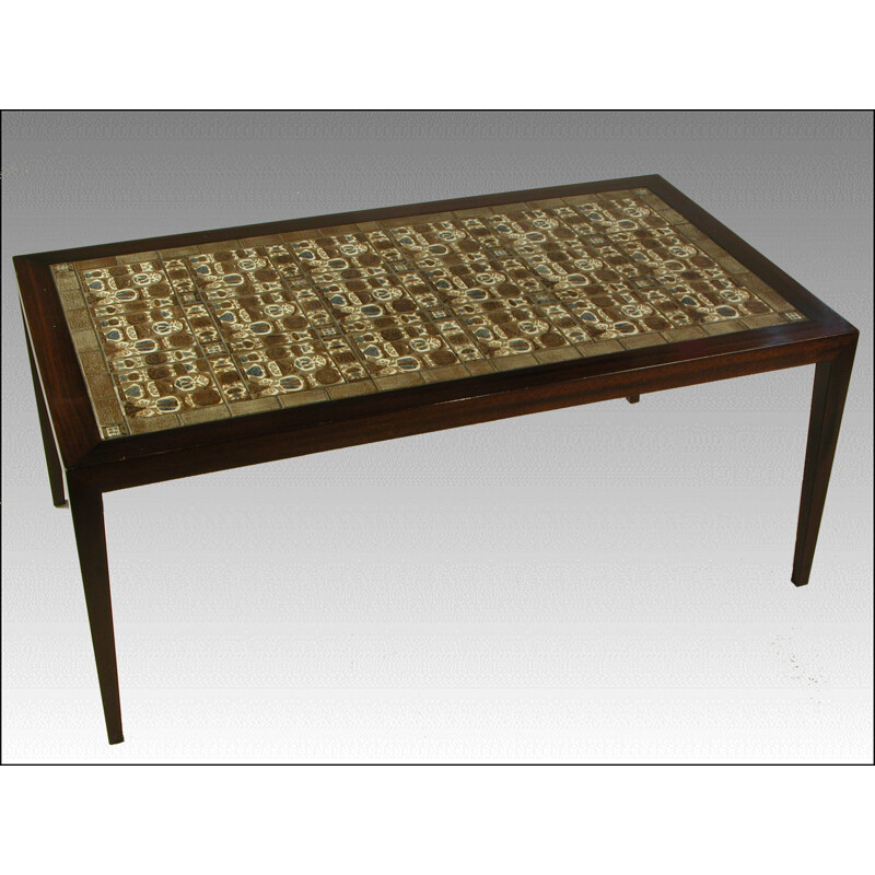 Rosewood and ceramic coffee table by Severin Hansen and  Royal Copenhagen for  Haslev Møbelsnedkeri - 1960s