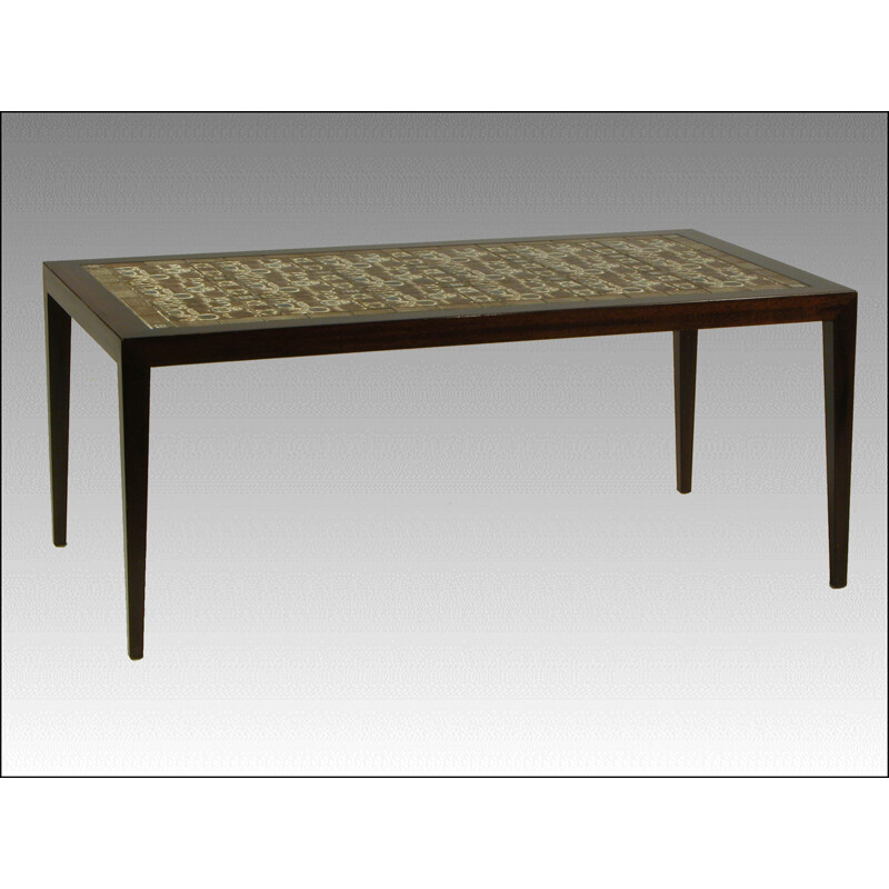 Rosewood and ceramic coffee table by Severin Hansen and  Royal Copenhagen for  Haslev Møbelsnedkeri - 1960s