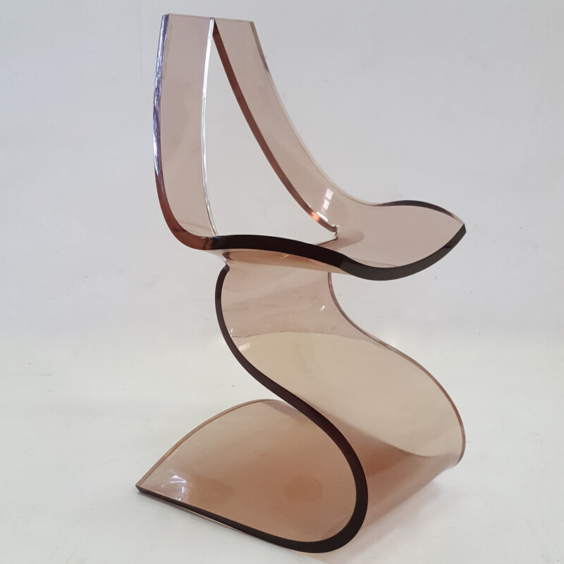 Lucite brown plexiglas chair by Michel Dumas - 1970s