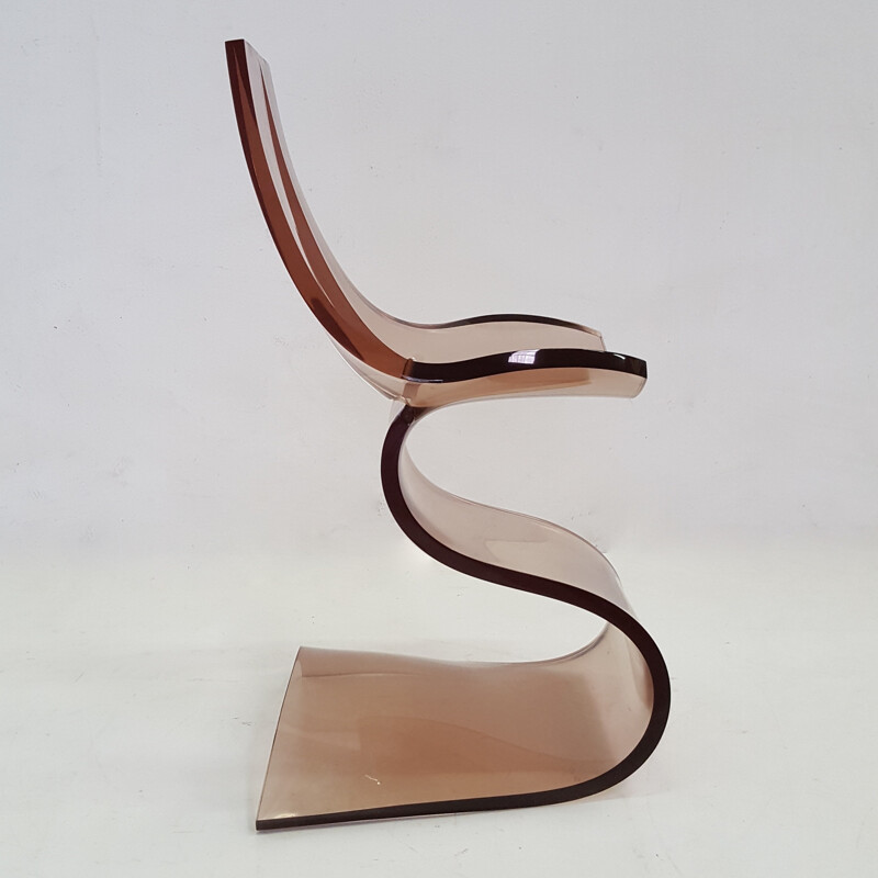 Lucite brown plexiglas chair by Michel Dumas - 1970s