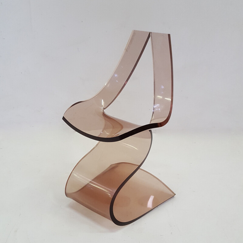 Lucite brown plexiglas chair by Michel Dumas - 1970s