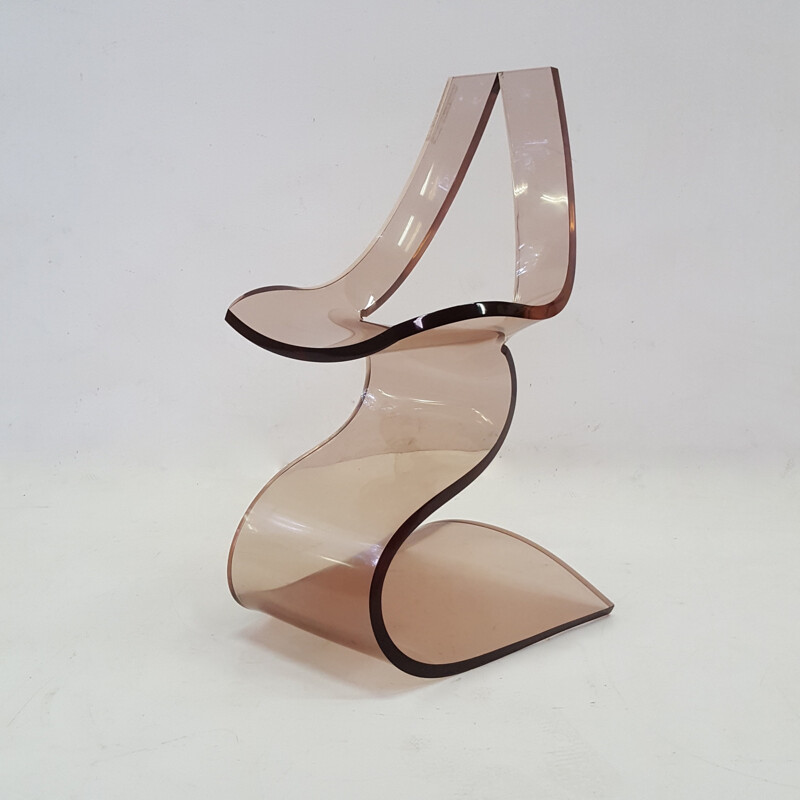 Lucite brown plexiglas chair by Michel Dumas - 1970s