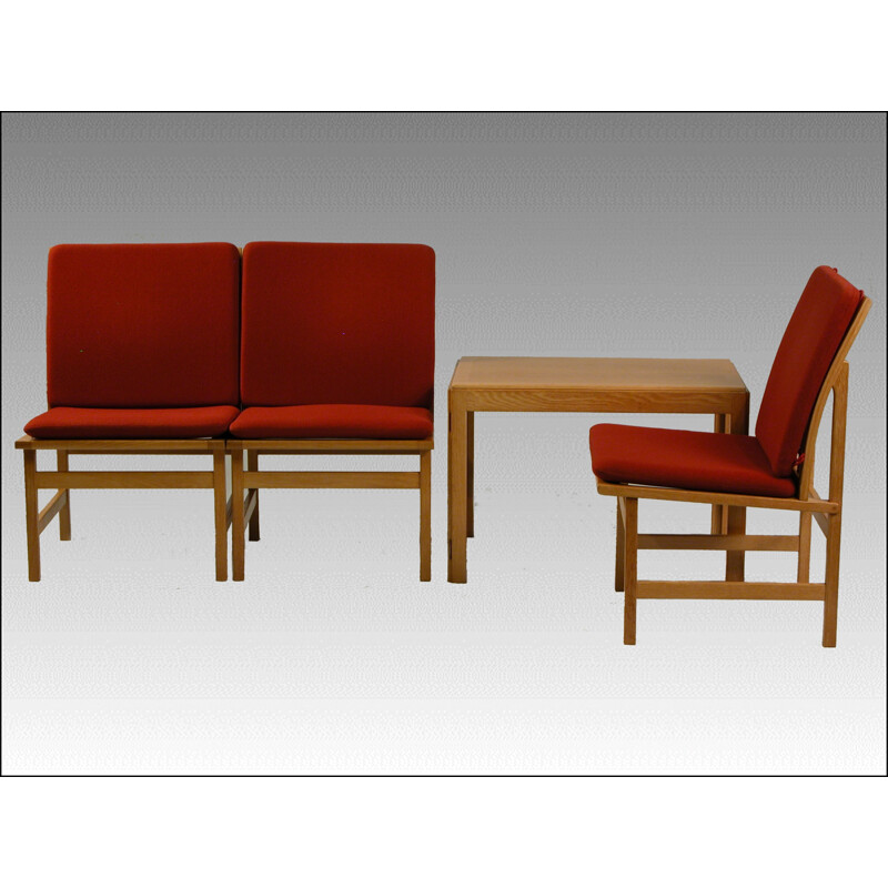 Set of 4 vintage red armchairs by Borge Mogensen for Frederica Stolefabrik, 1960