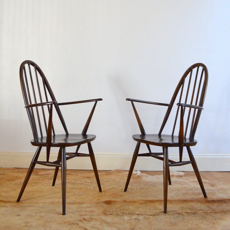 Set of 2 model Winstor chairs by Lucian Ercolani for Ercol - 1960s