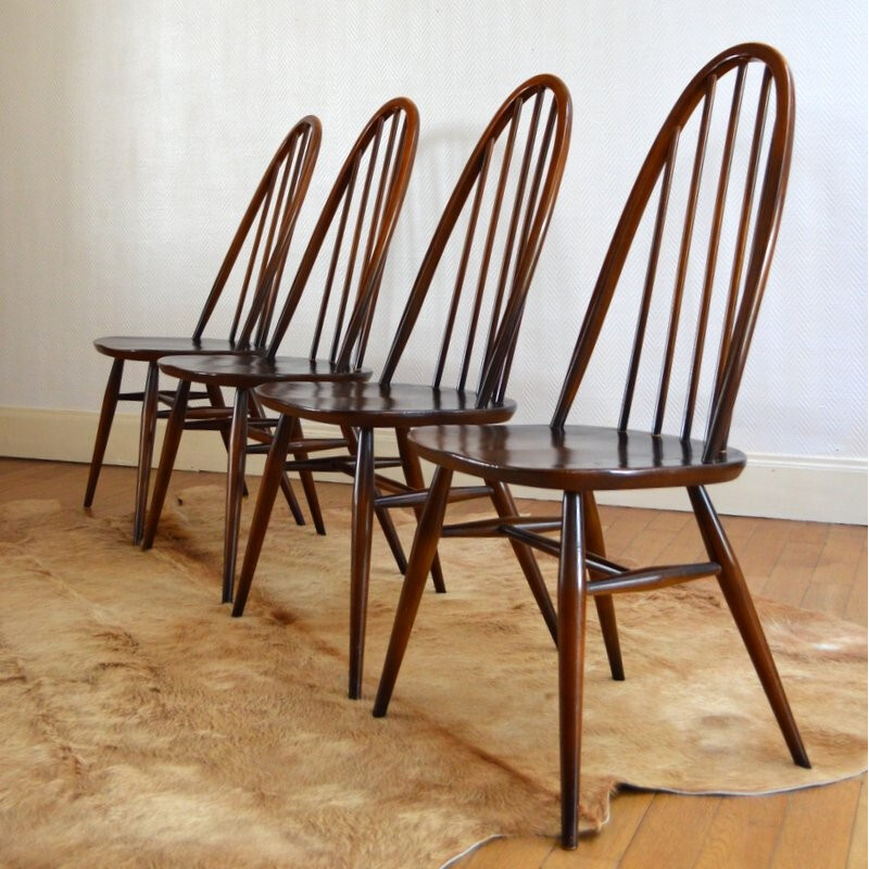 Set of 4 Windsor dinning chairs by Lucian Ercolani for Ercol - 1960s