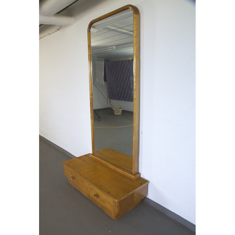 Ashwood dressing table with large mirror and 2 drawers - 1950s