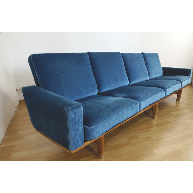 4 seaters blue "2364" sofa by Hans J. Wegner for Getama - 1960s