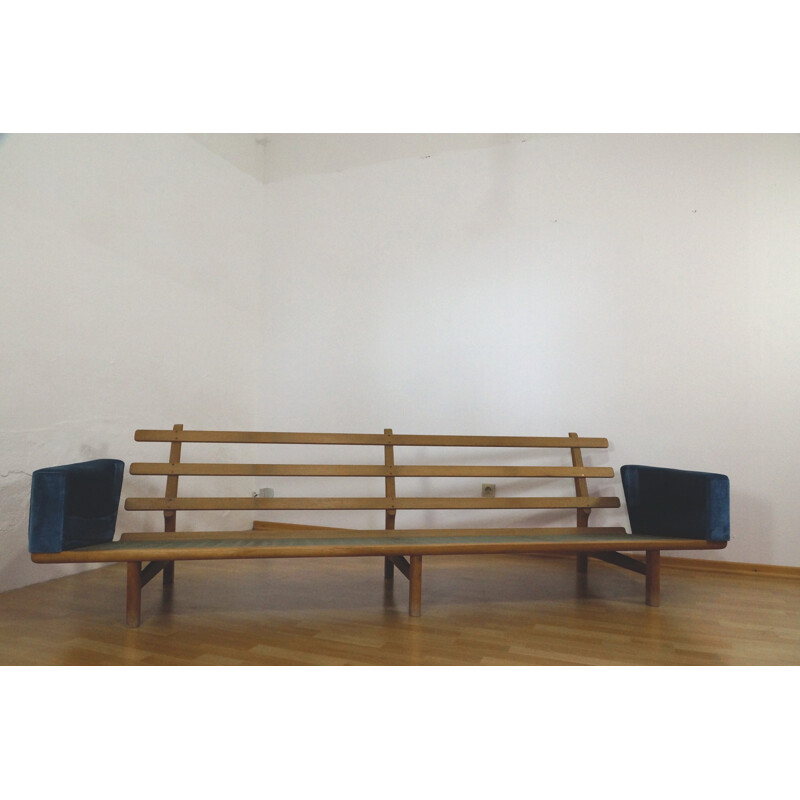 4 seaters blue "2364" sofa by Hans J. Wegner for Getama - 1960s