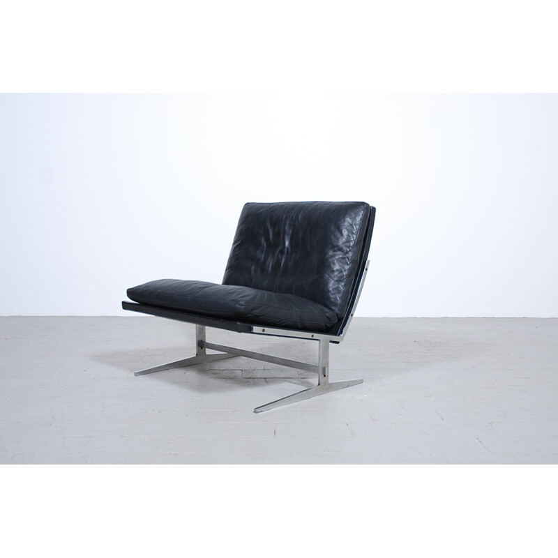 Low chair "BO561" in black leather, Preben FABRICIUS & Jørgen KASTHOLM - 1960s