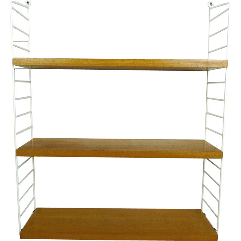 Wall shelving system with 3 shelves by Nisse Strinning for String Design AB - 1960s