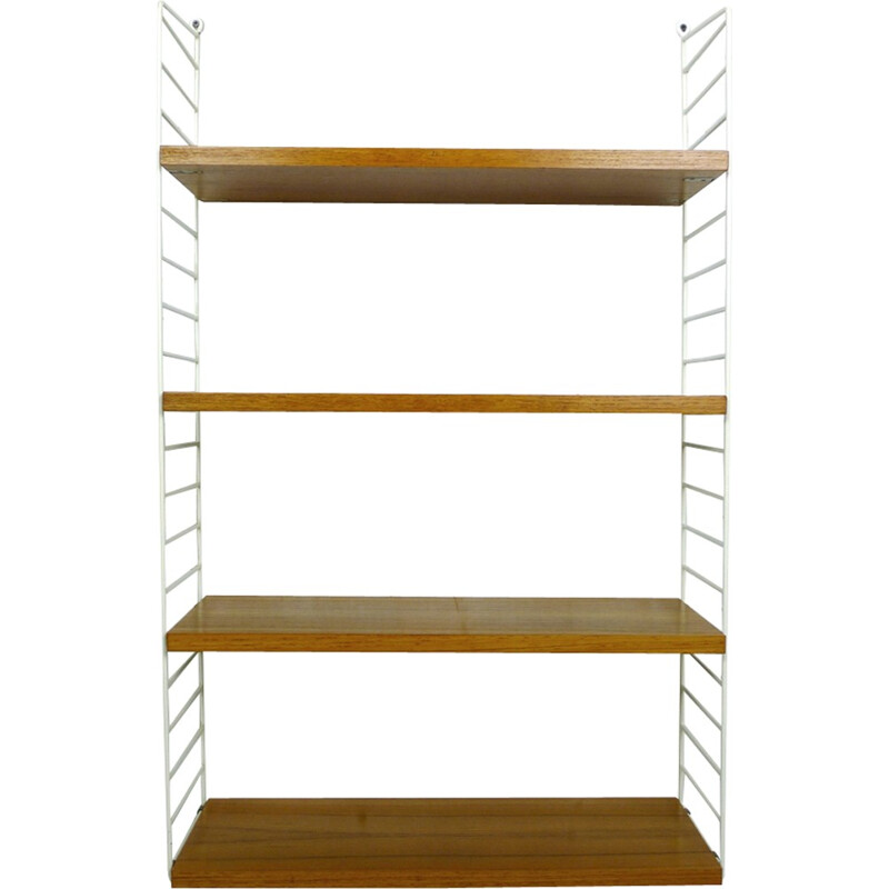 Teak wall storage system with 4 shelves by Nisse Strinning - 1960s