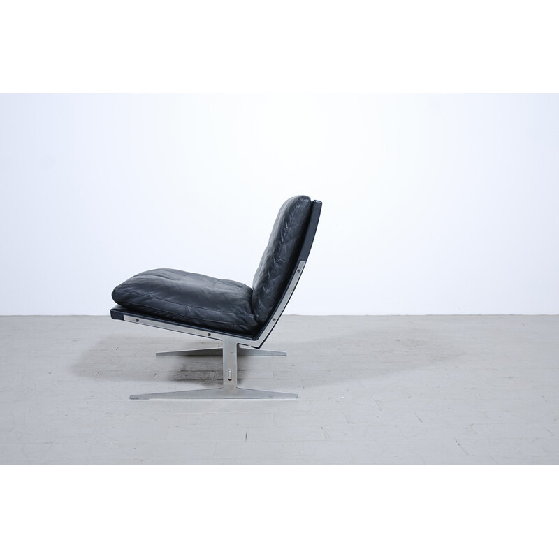 Low chair "BO561" in black leather, Preben FABRICIUS & Jørgen KASTHOLM - 1960s