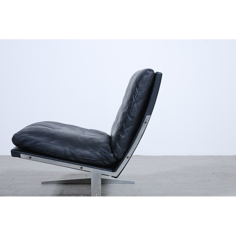 Low chair "BO561" in black leather, Preben FABRICIUS & Jørgen KASTHOLM - 1960s